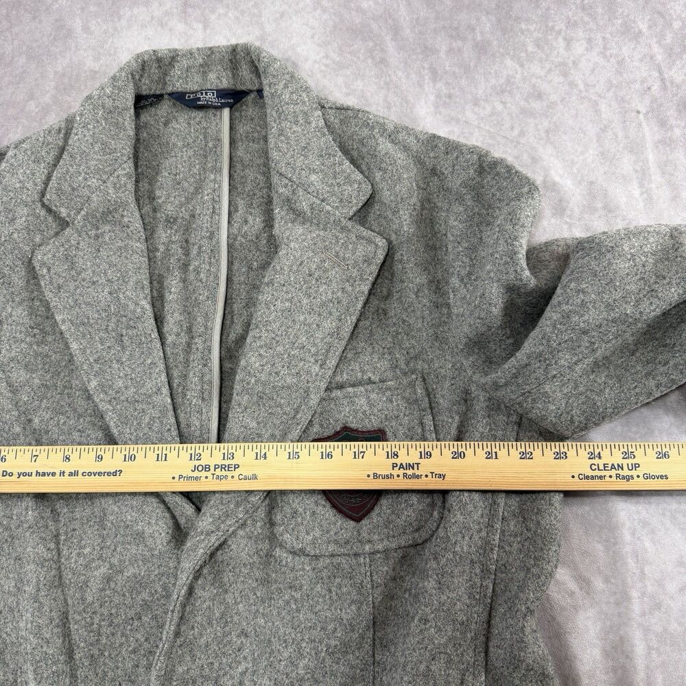 VTG 80s Polo Ralph Lauren Gray Wool Prep Crest Sportcoat Blazer Jacket L USA - Picture 6 of 16